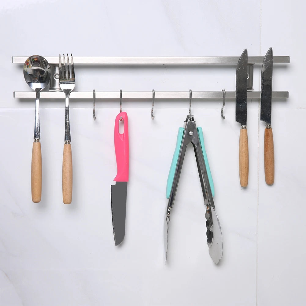Wall-Mounted Double Bar Magnetic Knife Holder