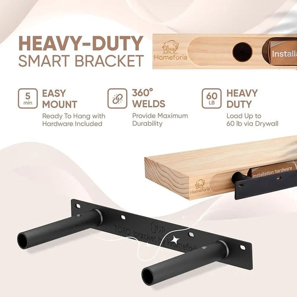 Rustic Floating Shelves – Thick Pine Wood, 16"