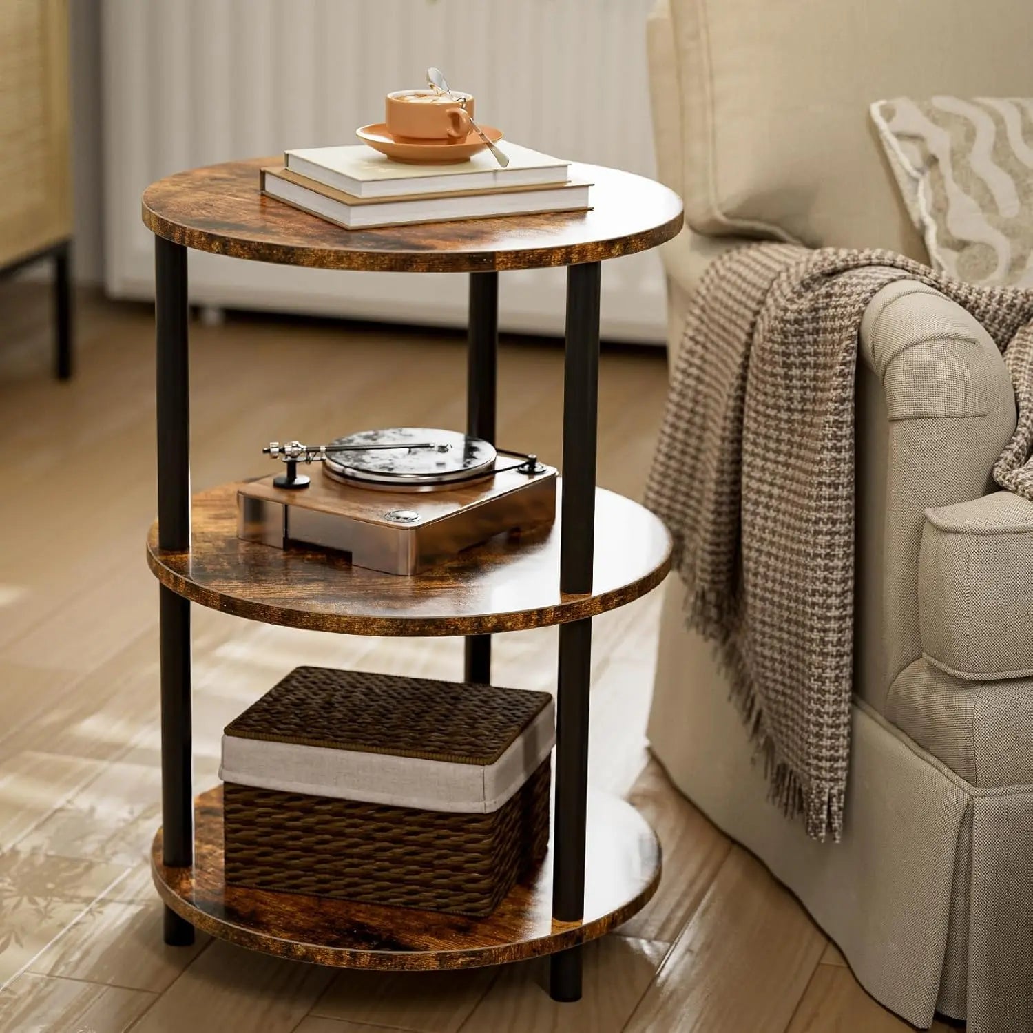 Round Side Table – Small Accent Table for Living Room