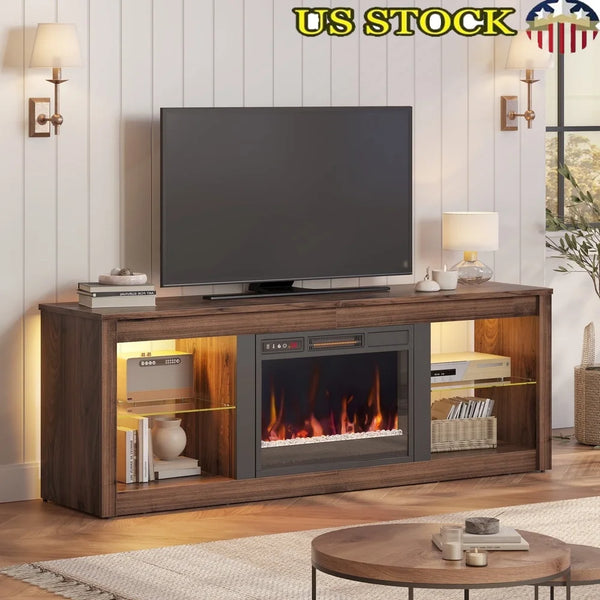 Modern 70" Fireplace TV Stand with LED & Storage