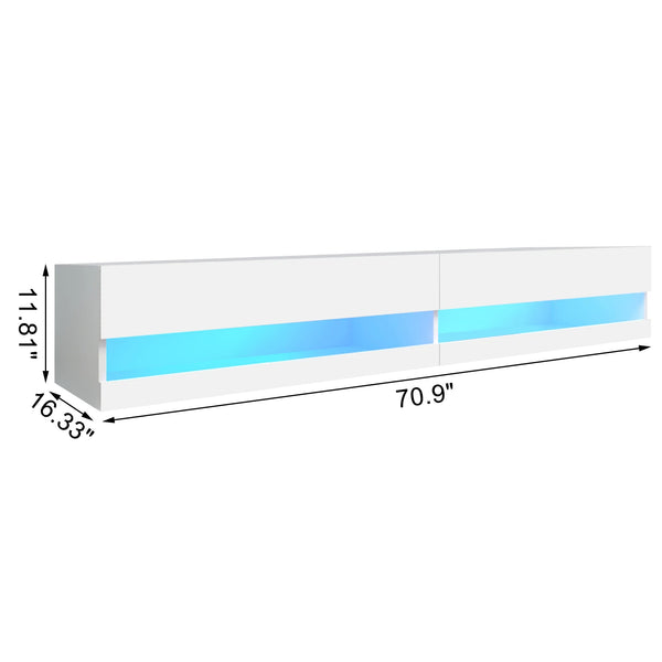 71" Floating TV Stand with LED & Storage – Fits 75/80" TVs