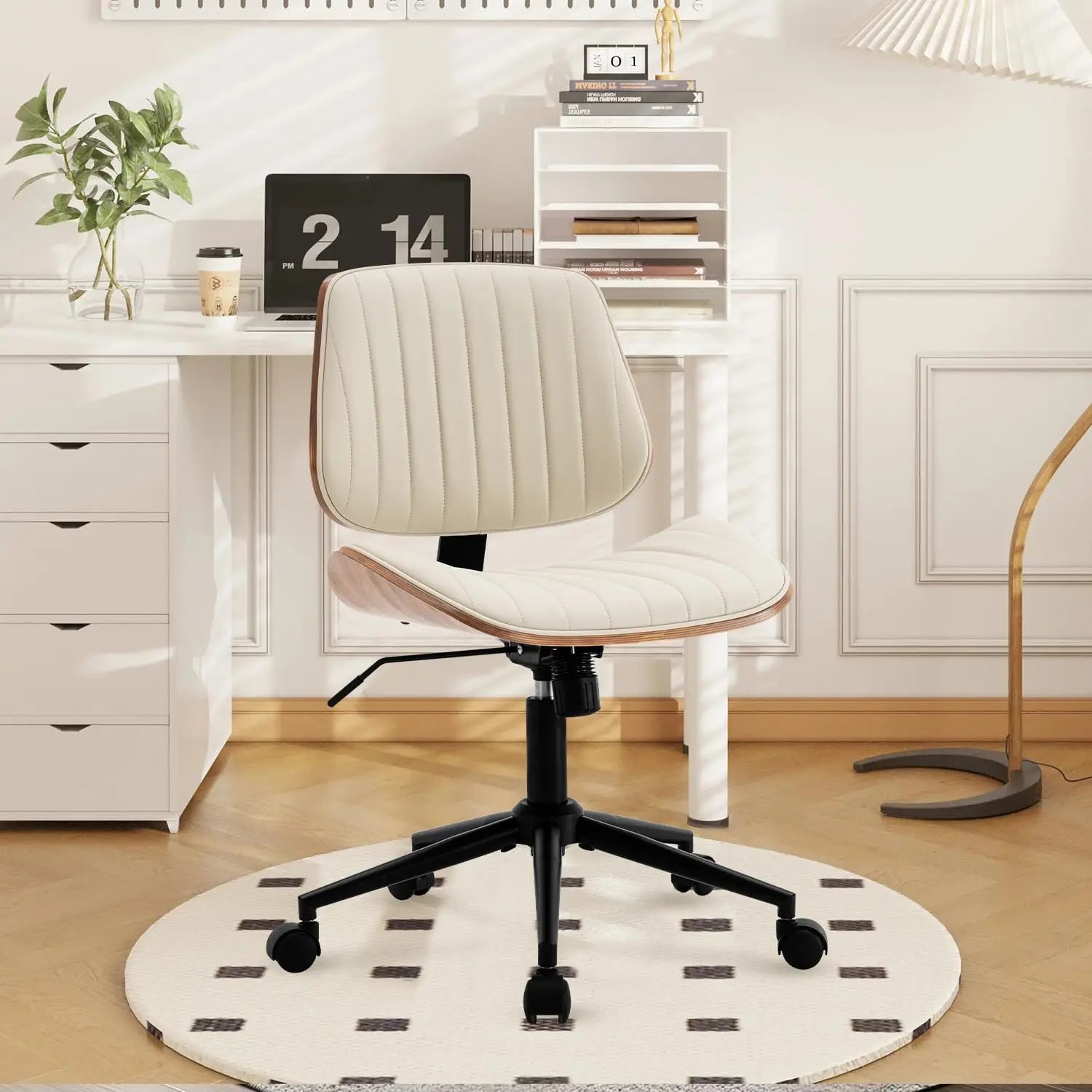 PU Leather Ergonomic Armless Office Chair