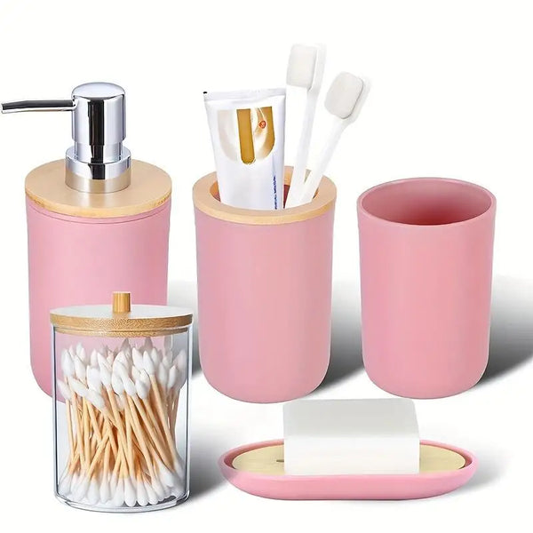5/9-Piece Bathroom Accessories Set with Trash Can