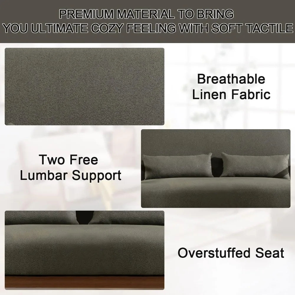 50" Loveseat Sofa – Mid-Century Modern 2-Seater Couch
