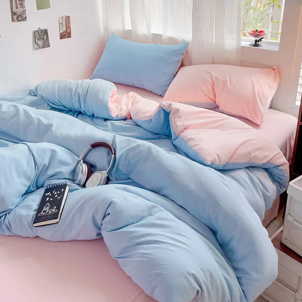 4-Piece Solid Cotton Bedding Set – Twin/Full Sizes