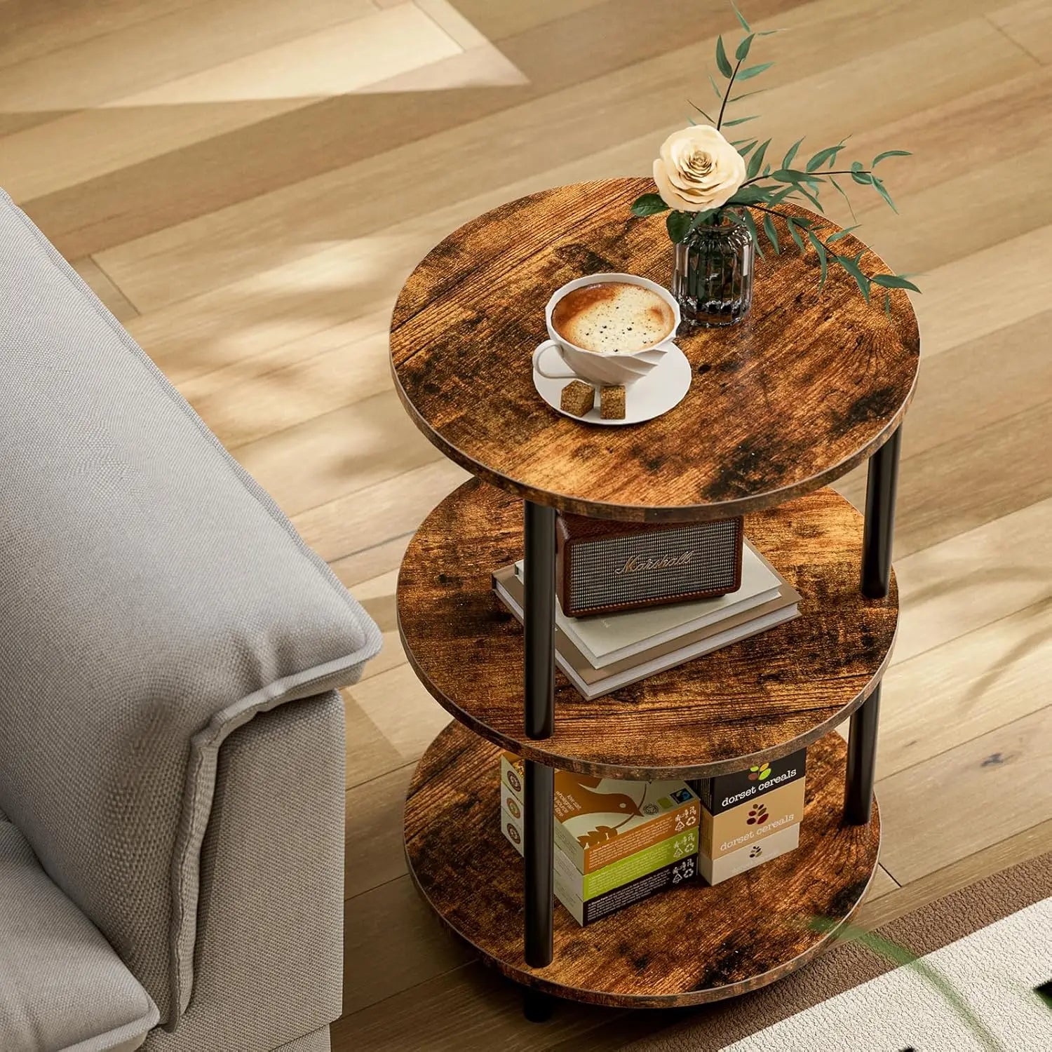 Round Side Table – Small Accent Table for Living Room
