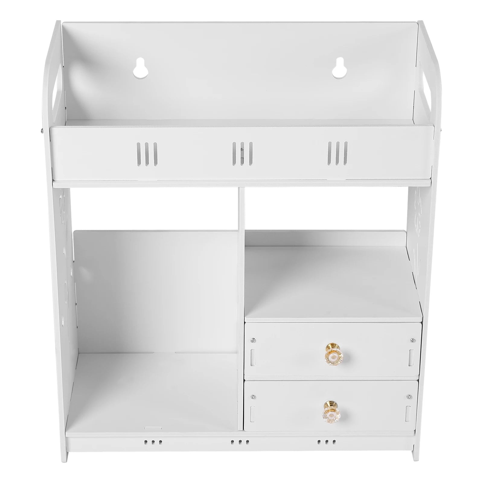 White Bathroom Wall Cabinet with Drawers & Adhesive Mount