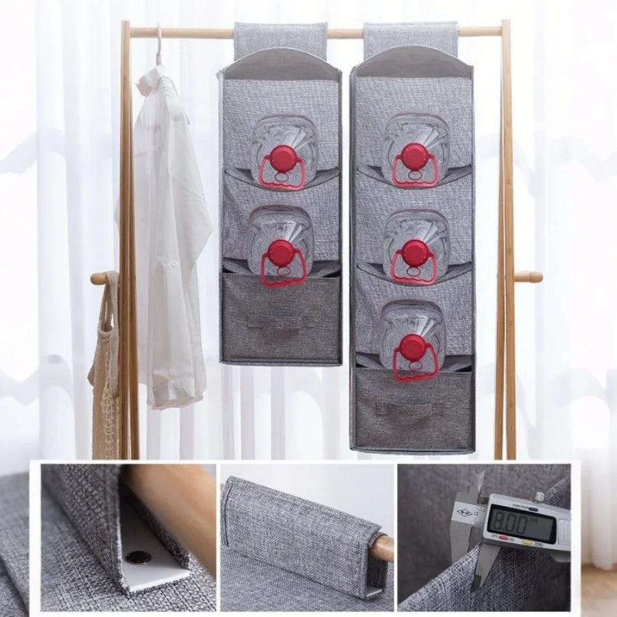 5-Layer Hanging Closet Organizer with Drawers – Cotton Linen