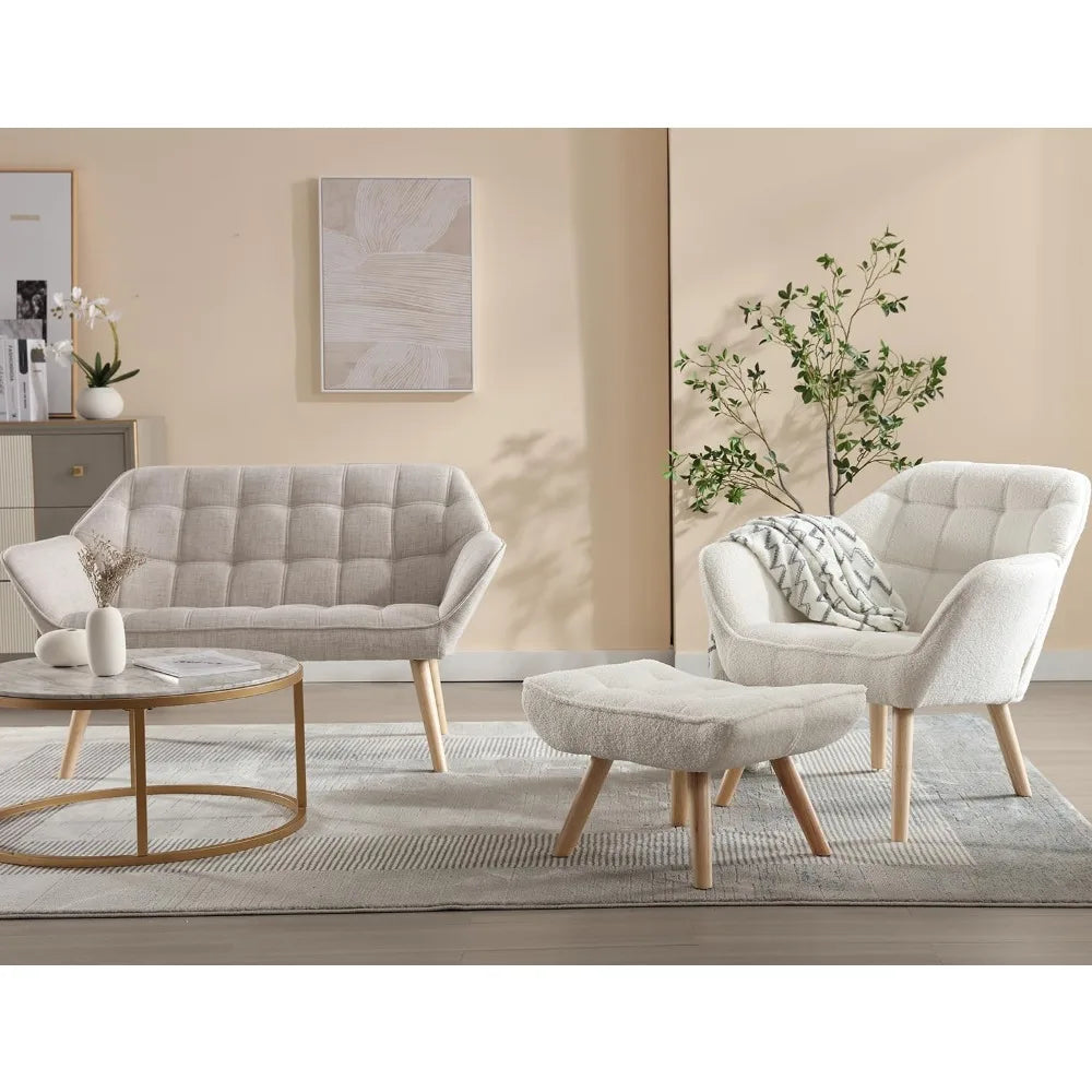 Sherpa Accent Chair with Ottoman
