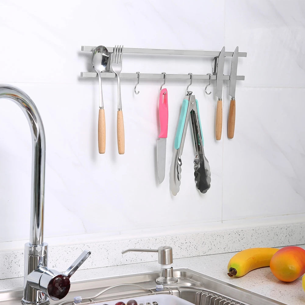 Wall-Mounted Double Bar Magnetic Knife Holder