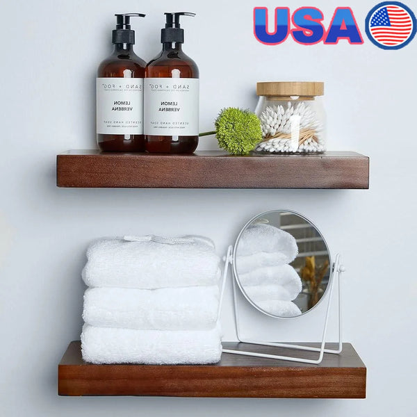 Rustic Floating Shelves – Thick Pine Wood, 16"