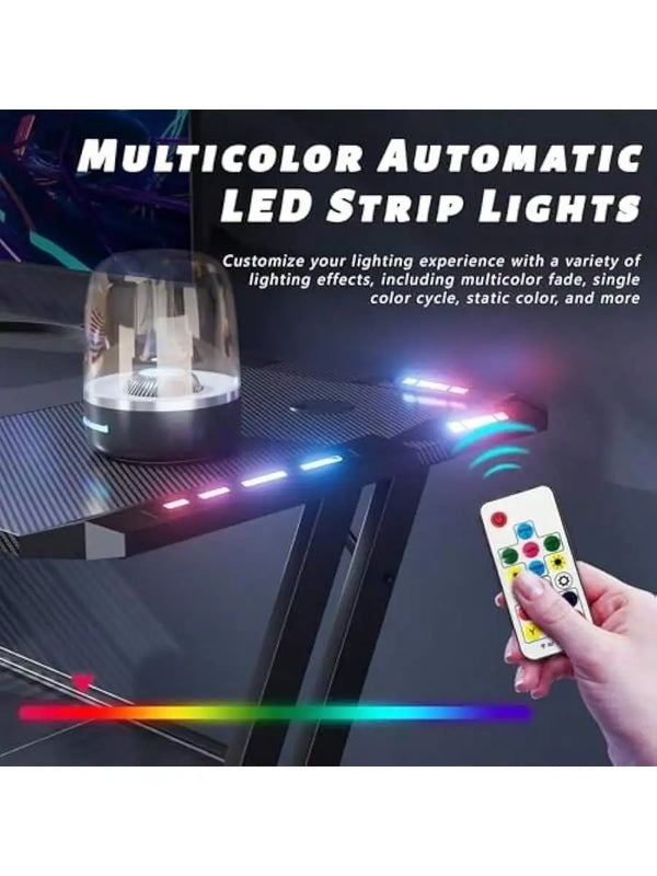 HLDIRECT 55" Gaming Desk with LED Lights