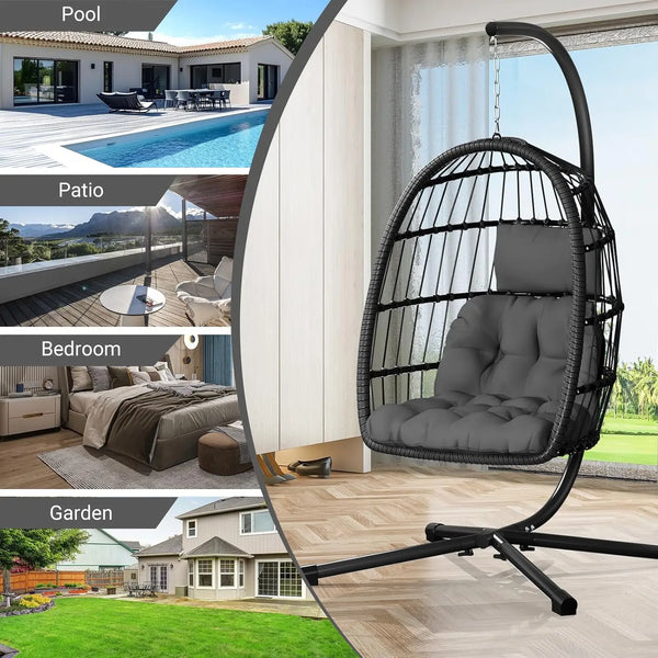 Rattan Egg Chair with Stand – Indoor/Outdoor Swing