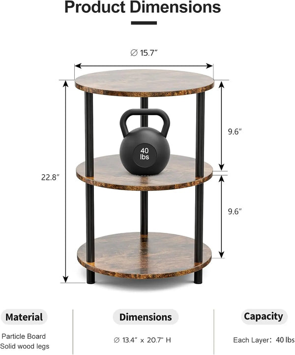 Round Side Table – Small Accent Table for Living Room